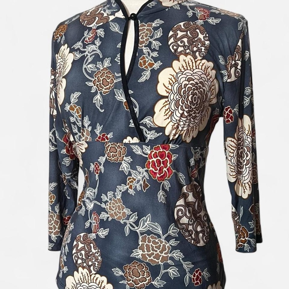 Celine Blue Floral Women's Blouse - Picture 3 of 5